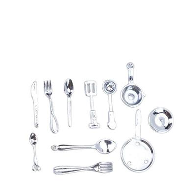 Dollhouse Mini Kitchen Utensils Tableware Set Dollhouse Simulation Cookware Toys Dollhouse Kitchen Scene Decor Pretend Play Toy