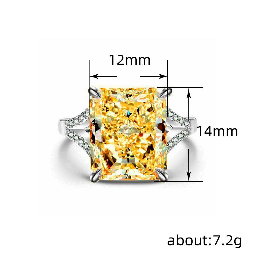 Jewelry Rings, Luxury Four-Claw Square Diamond Zircon Rings For Women, Valentine'S Day Gift Accessories
