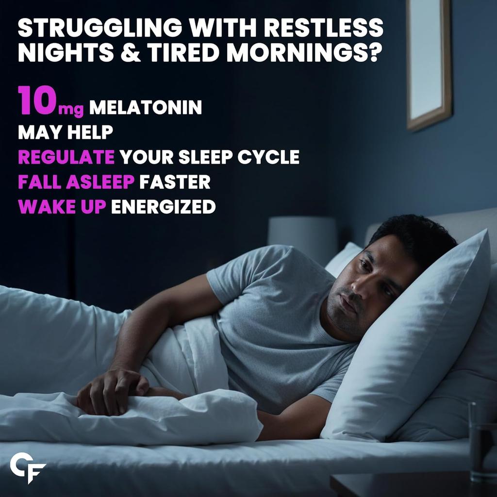 Carbamide Forte Melatonin 10 mg Schlaf-Gummis mit Vitamin B6 – 60 Vegane Gummis für entspannten Schlaf