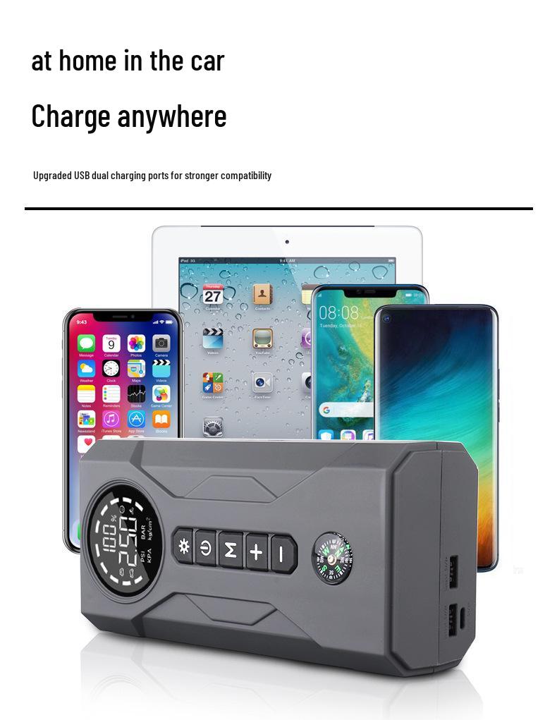 Portable All-in-One Car Jump Starter and Power Bank with Inflator