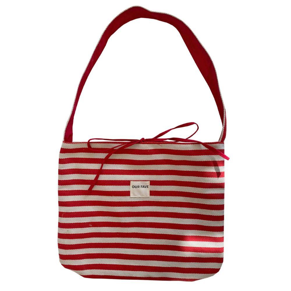 

Letter Canvas Shoulder Bag Commute Tote Bag Casual Stripe Handbag Travel зелений