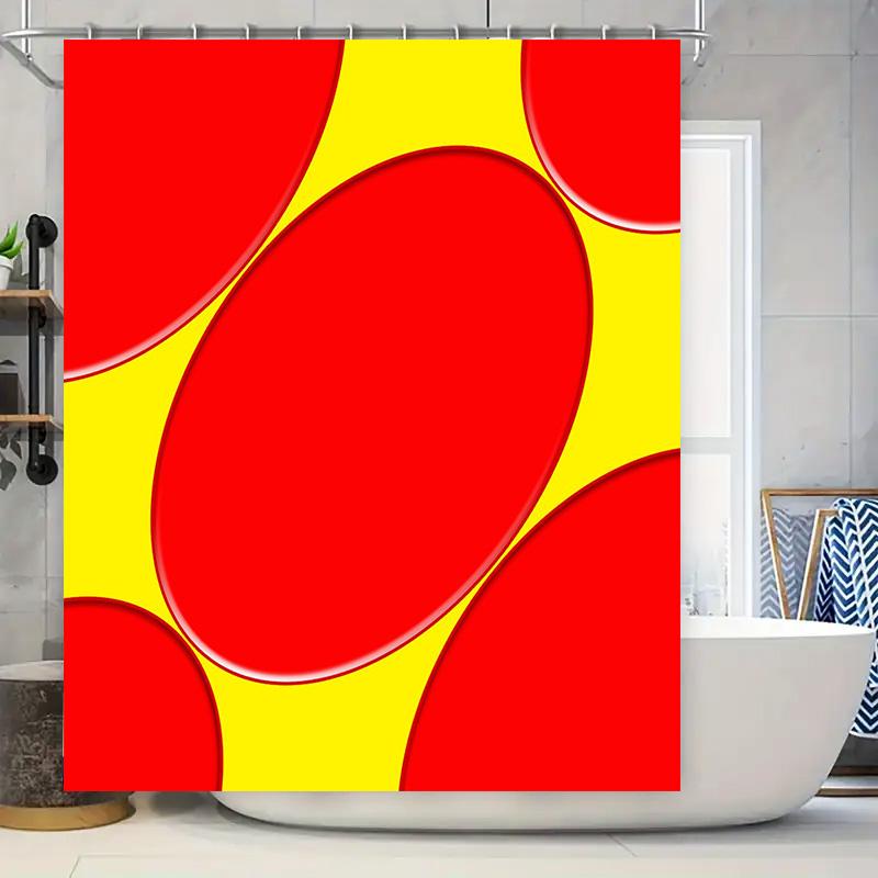 

Bold Red Yellow Shower Curtain Set: Eye-Catching Bathroom Decor With Unique Geometric Pattern Perfect For Any Space W60H190(CM)-1 Pcs