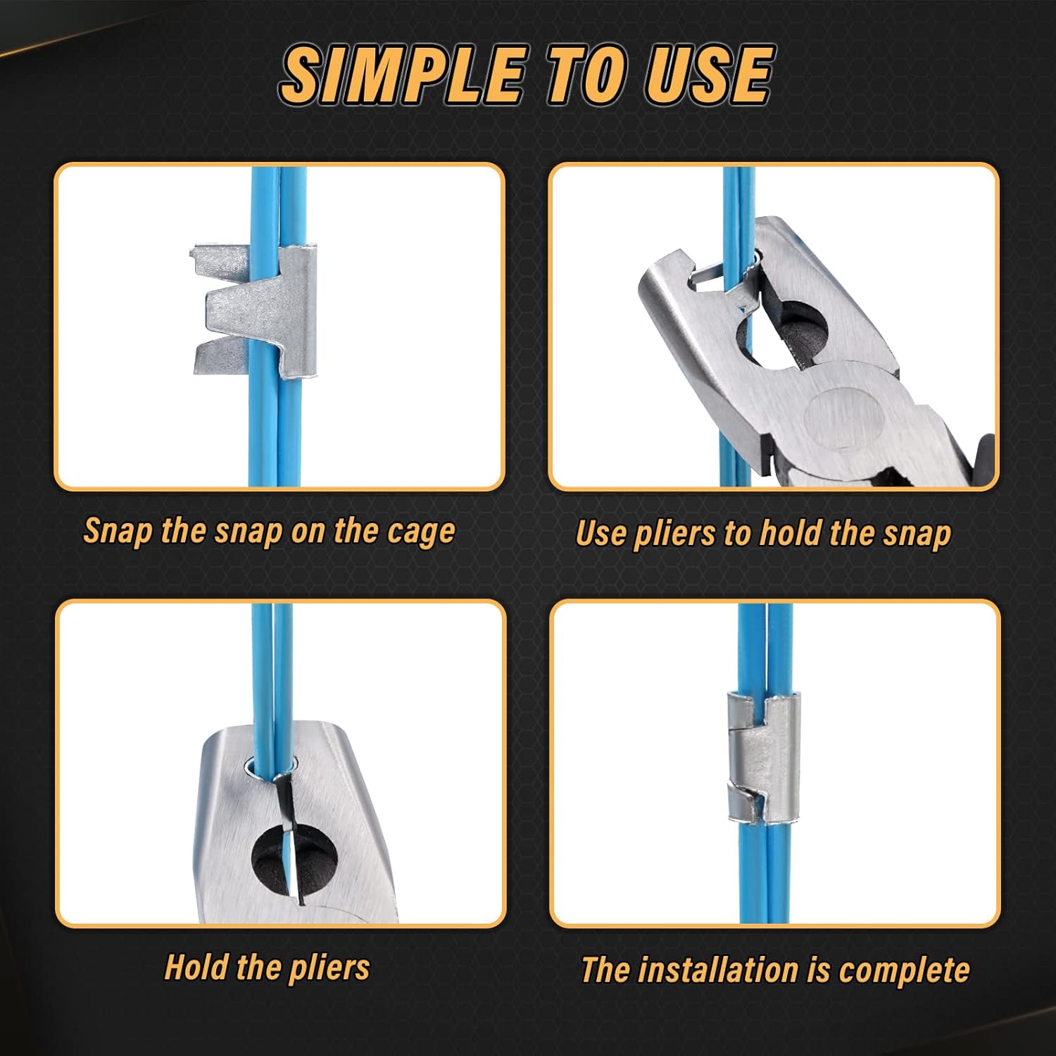 1200pcs Wire Cage Clips with Hog Ring Pliers Fencing Plier Snap-Ring Pliers Hog Wire Fence C Clip for Bird Quail Rabbit Chicken Cage