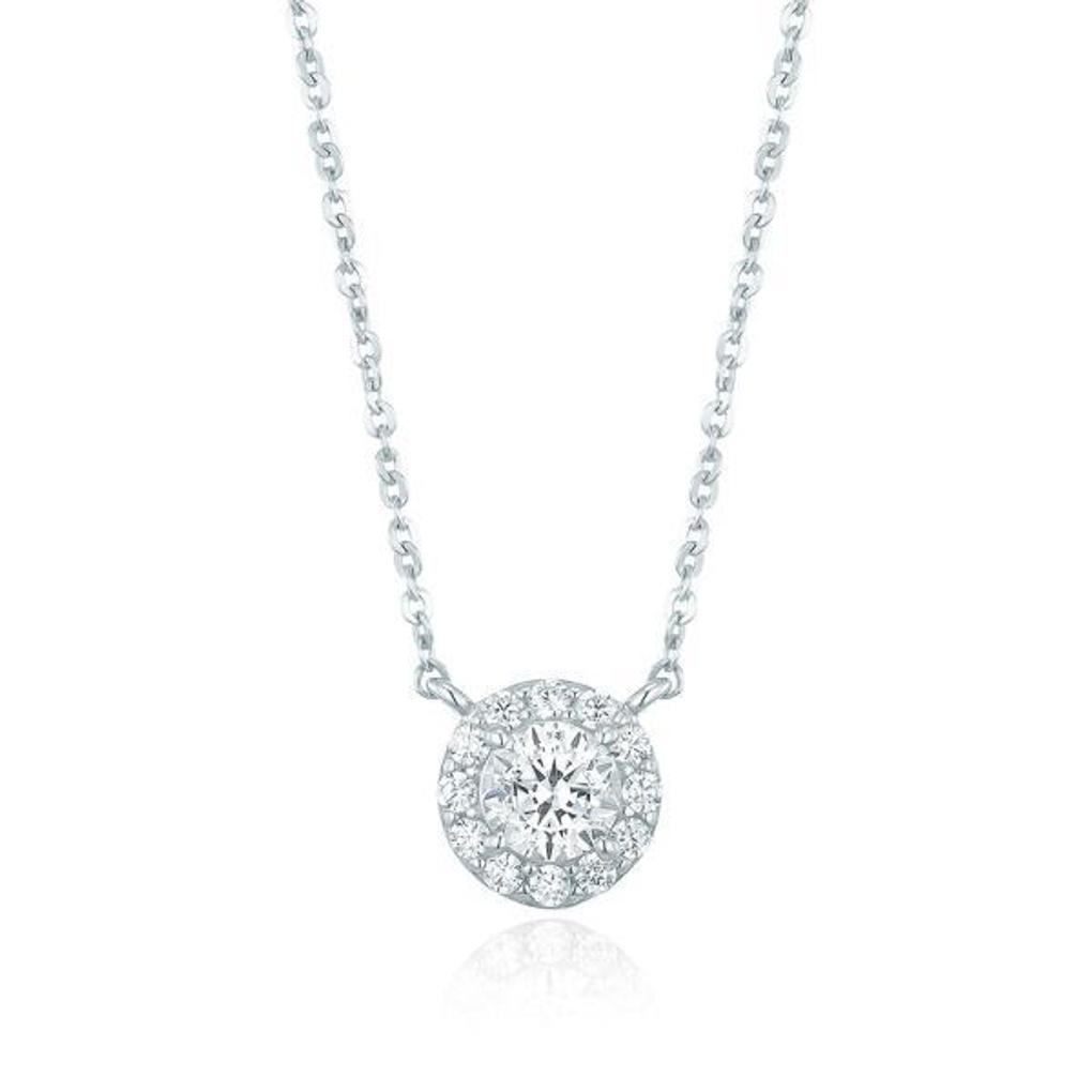 [Puremond] Simulant Diamond 0.5ct Halo Necklace OTS321401DWW