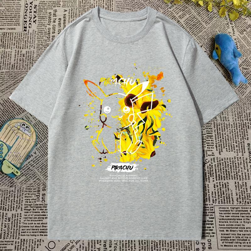 Pokémon Tshirt Mens and Womens Printed Short Sleeve Anime Cartoon Geng Gui Childrens Clothing Student Peripheral Summer