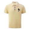 Men's Summer Premium Mesh Ice Silk Short Sleeve Polo Shirt Breathable Lightweight Casual Top with Palm Tree Embroidery
