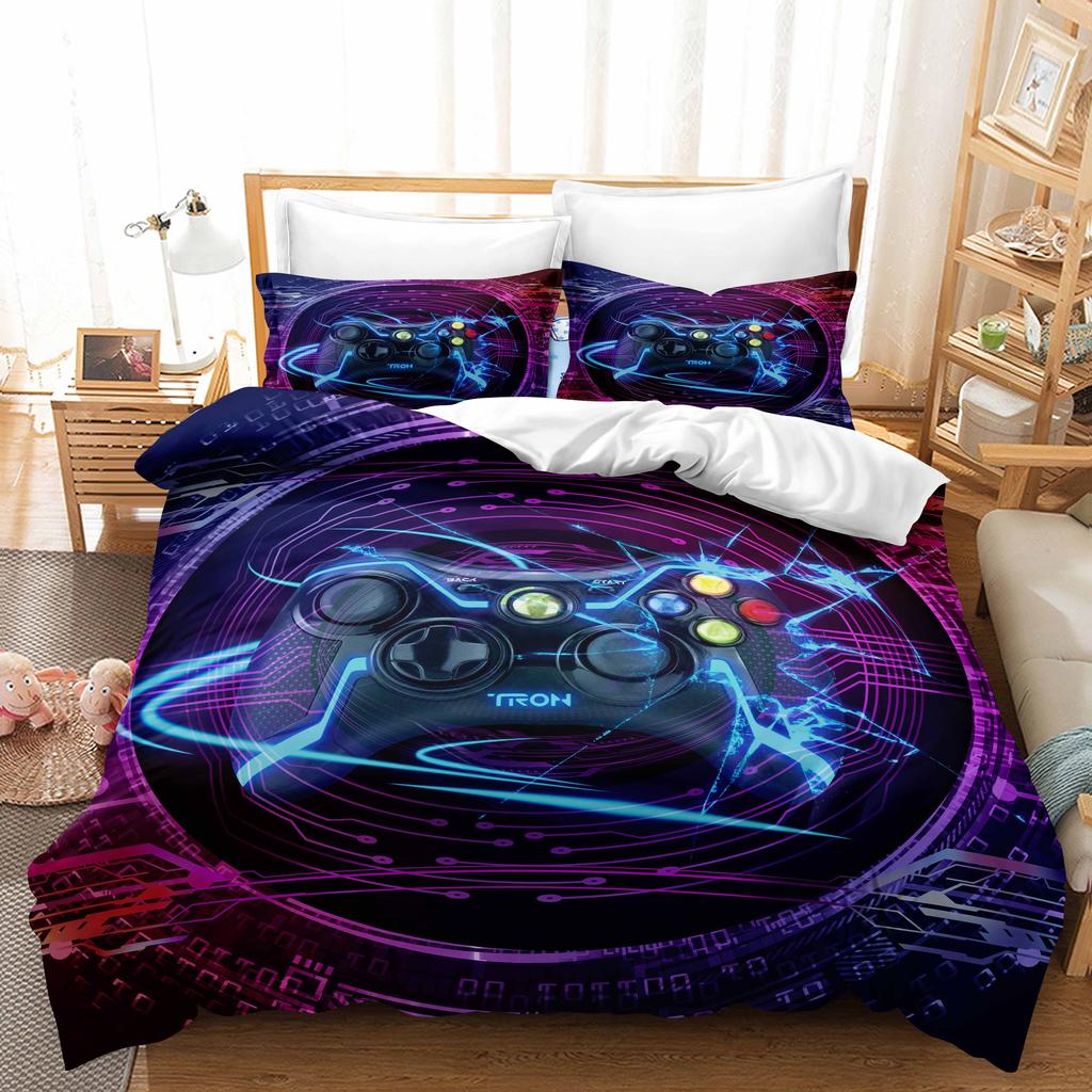 3D Printing Boy's Room Bedding Set Game Handle Duvet Cover 2/3 Pieces AU140 * 210 Full Size Quick Drying Easy Cleaning Home Decoration