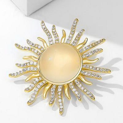 Luxuriöse sonnenförmige Broschen für Damen, Modeschmuck, kreative Sonnenblumen-Pflanzen-Schnalle