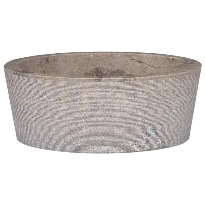 Lavabo Gris en Marbre - VIDAXL - Ø40x15 cm - Fait Main - Robuste et Facile à Nettoyer