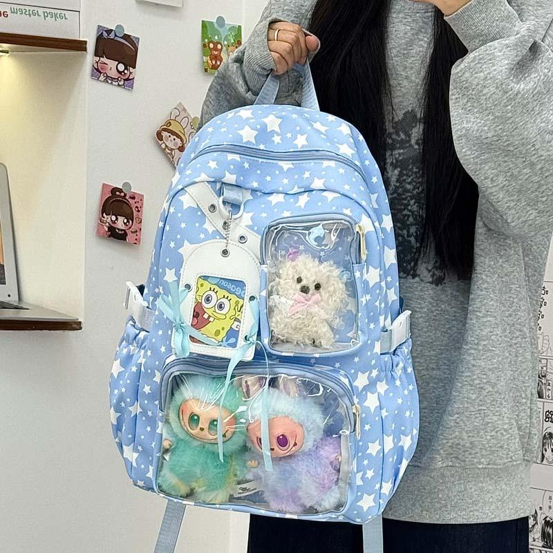 Schultasche Süß Niedlich Stern Schultasche Schüler Party Große Kapazität Transparent Schmerzbeutel Hoher Wert 2D Comic-Con Rucksack