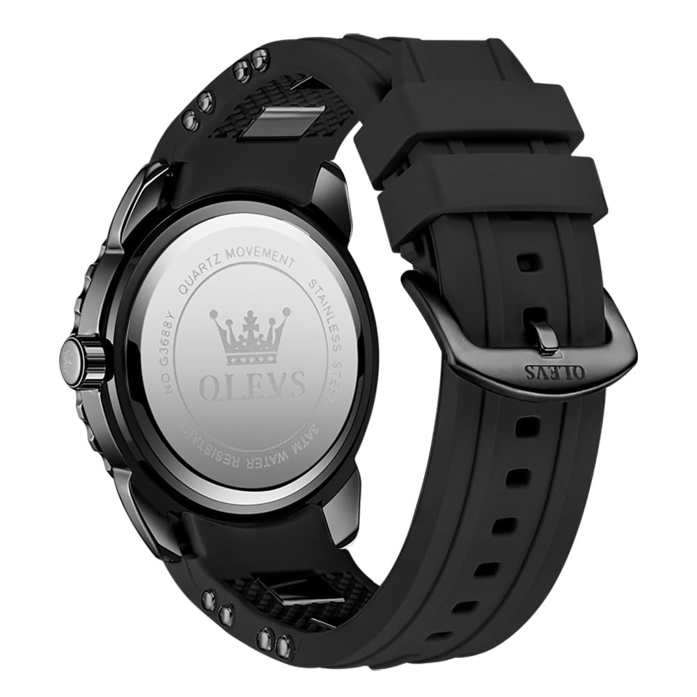 OLEVS Men's Quartz Watch 30M Waterproof Date Luminous Calendar Silicone Band Arabic Dial Easy To Read Popular Test Business Fashion Stylish Brand