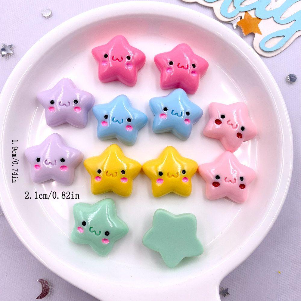 20PCS Mix Resin Kawaii Colorful Mini Smiling Stars Flat Back Cabochon Stone Scrapbook Home Decor Figurine DIY Craft Supplies