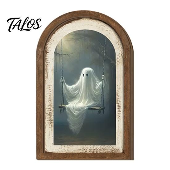 Halloween Entryway Decor Ghost Arch Wooden Sign, Cute Table Rustic Farmhouse Decoration Shelf Decor, Decorative Wall Art for Mantel Living Room