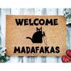 Black Cat Welcomes Madafakas Printed Doormat Home Decor Fun Kitchen Bedroom Rug Indoor Outdoor Entryway Doormat