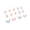 24 Pieces Milk White Sweetheart French Manicure Sky Blue Smudge Simple Ins Wind Sweet Girl Almond Nail Wearable Manicure