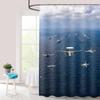 Warcraft Deck Jet Fighter Shower Curtain for Military Fans Bathroom,Warship Plane Coast Fabric Shower Curtains 72x72inch,Durable and Washable with 12