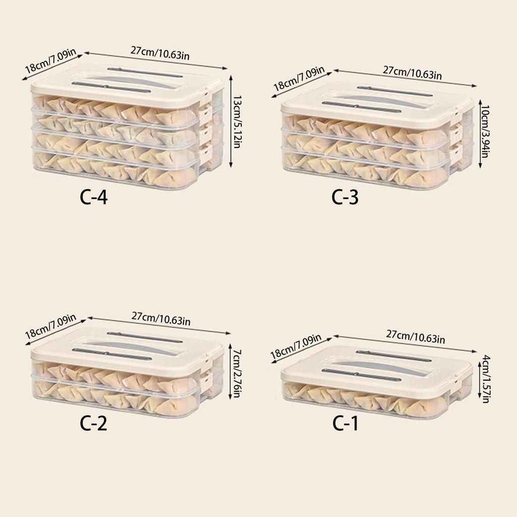 Multilayer Kitchen Freezer Box Sealed Stackable Design For Dumplings Wonton Iced Food Storage