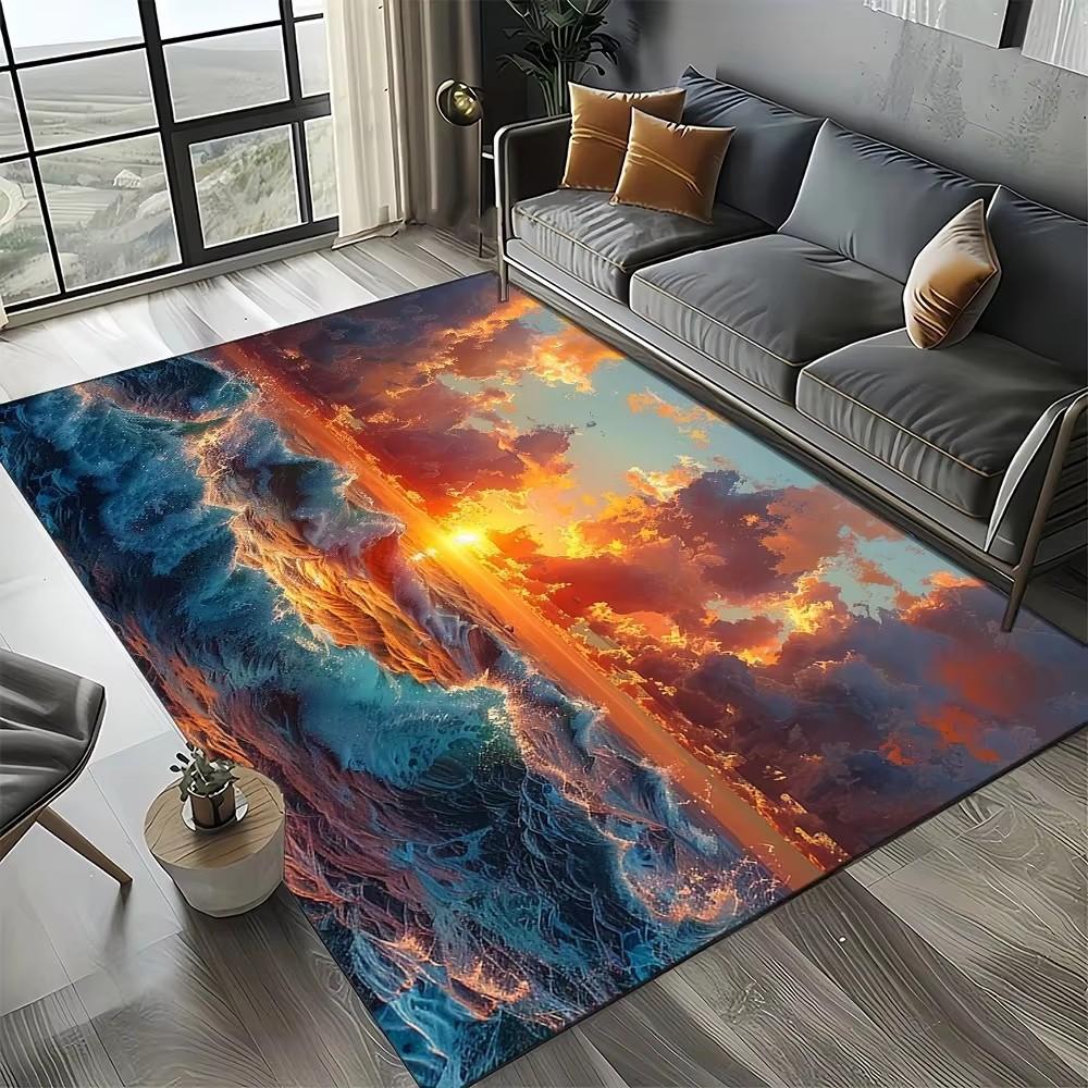 Coastal Beach Sea Style Mat Carpets for Living Room Children's Bedroom Living Room Anti Slip Crawling Rug Living Room Decoration