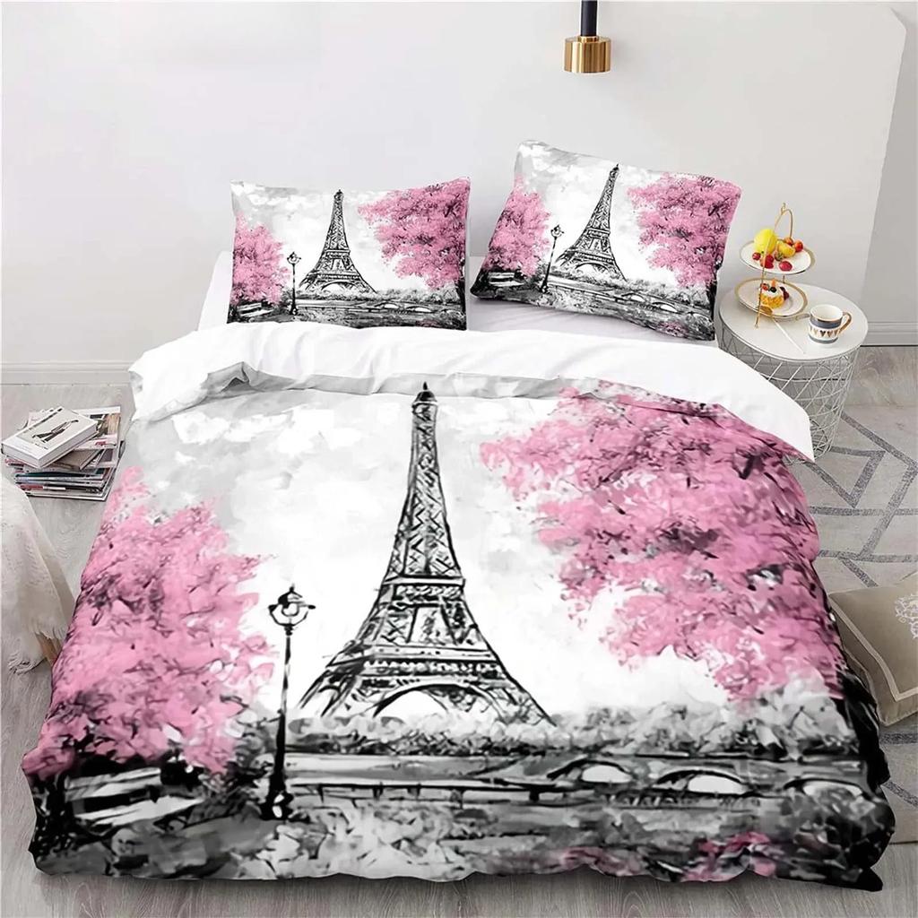 Eiffel Tower Bedding Duvet Cover Set 3d Digital Printing Bed Linen Fashion Design Comforter Cover Bedding Sets Bed Set