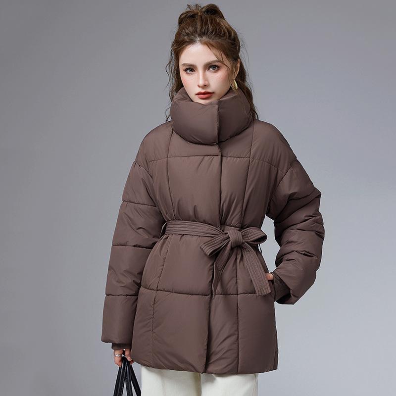 

Новая зимняя куртка с воротником-стойкой, универсальная, на хлопковой подкладке, с поясом XXL