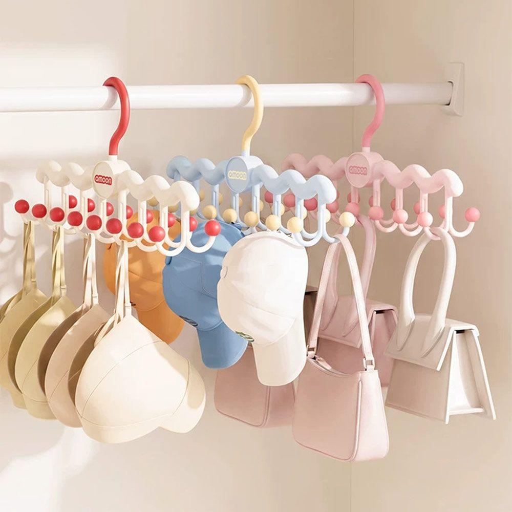 Wave Shaped Wall Hook Rack Double-Row Hooks Rotating Hanger Organizer New Hanger Rack Lingerie