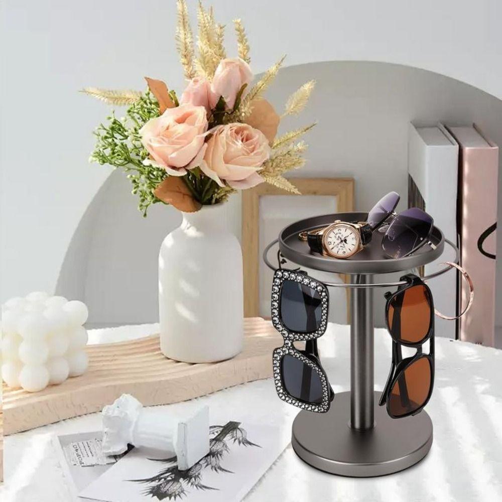 Stainless Steel Eyeglass Display Rack 360° Rotating Sunglasses Holder  for Dresser