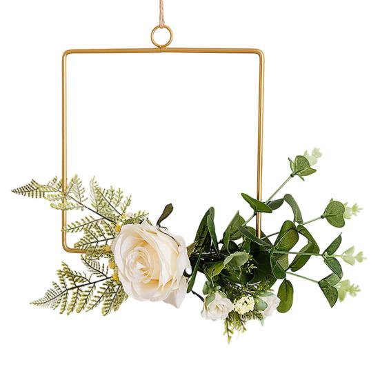 Floral Hoop Wreath, Metal Wall Hanging with Flower Decor, Durable Wear-Resistant Floral Hoop Wreath, for Garden Balcony Windowsill 20cm A