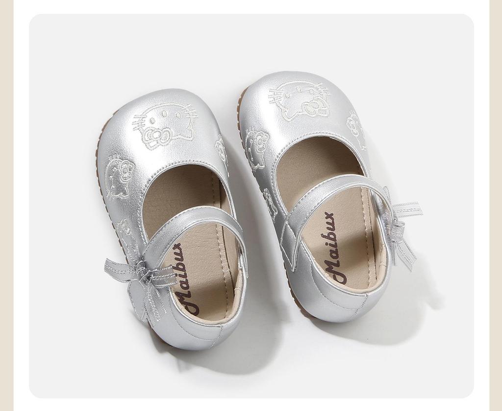 Spring 2026 Soft Sole Leather Baby Walker Shoes with Doll Print - Non-Slip Design