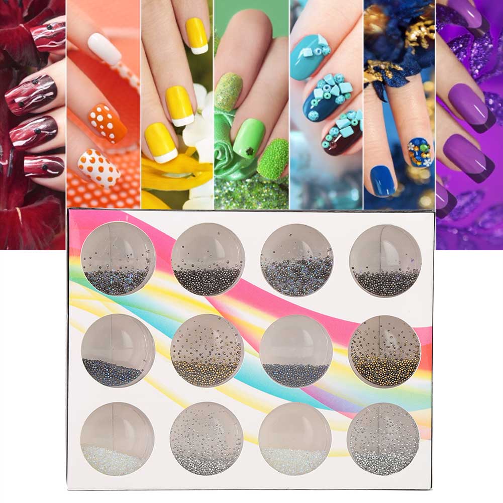 

12 Grid DIY Nail Plastic Beads Nail Art Decoration Manicure Tool Accessory