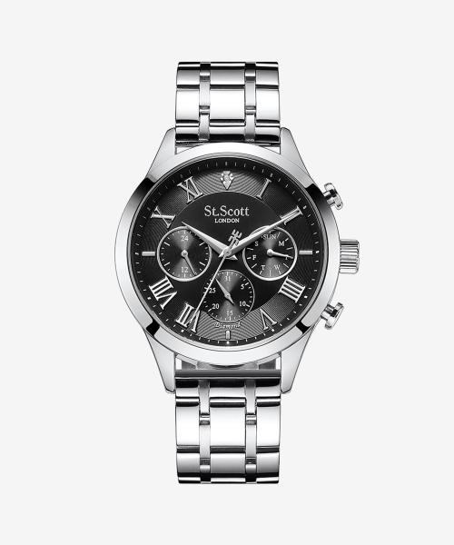 

[ST.SCOTT LONDON] ST.SCOTT LONDON Hestia Алмазные Мульти-часы + Кожаный ремешок - Черный ST7501M-SBS1 FREE