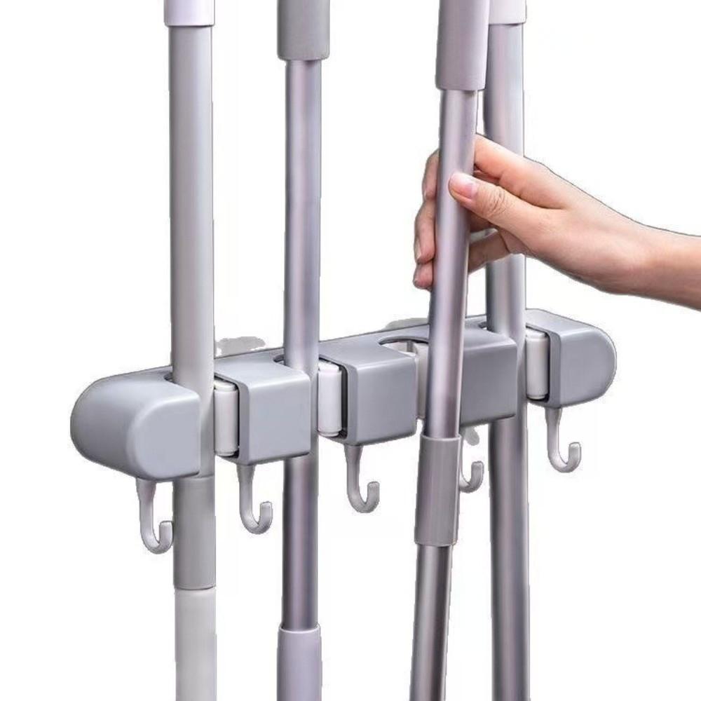 No Drill Adhesive Wall Mount Organizer Multi Hook Cleaning Tool Rack New Broom Hanger  Laundry Room