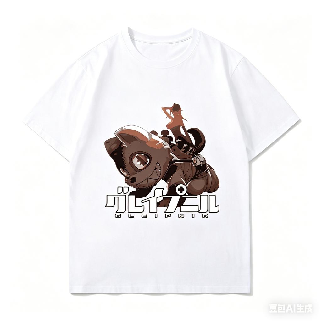 Gleipnir Maglietta in Cotone Abbigliamento Personalizzato Modello Maglietta Anime Abbigliamento per Tutto l'Anno Unisex Streetwear alla Moda Morbida Maglietta da Uomo