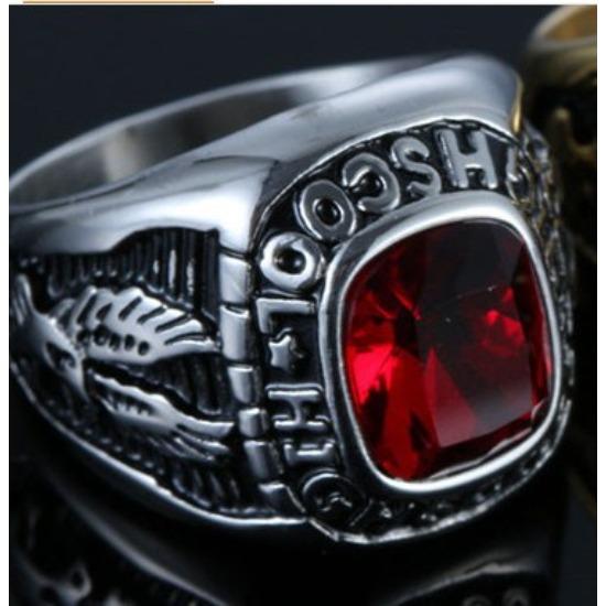 Europeisk och amerikansk titanstål örn bokstav ädelsten ring vintage crompunk hipster rostfritt stål graverad ring