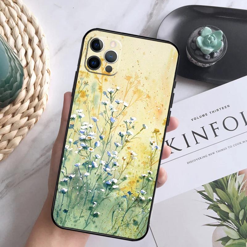 

Oil Painting Flowers Soft Case For iPhone 16 Pro Max 13 12 Mini XS Max X XR 11 15 Pro Max 14 Plus Back Cover iPhone 13 mini