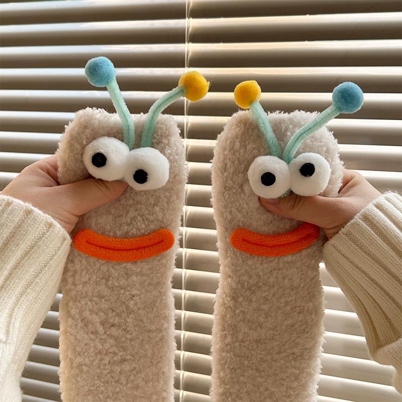 Raupen Plüsch Bodensocken, Lustige Tier Kniehohe Haussocken, Ultraweich für Damen Herren Jugendliche, Gemütliches Unisex Geschenk Weihnachtsstrumpf