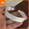 100% Solid 925 Sterling Silver Metal Bracelet for Women Vintage Handmade Simple Interlines Bracelet Birthday Gift Party