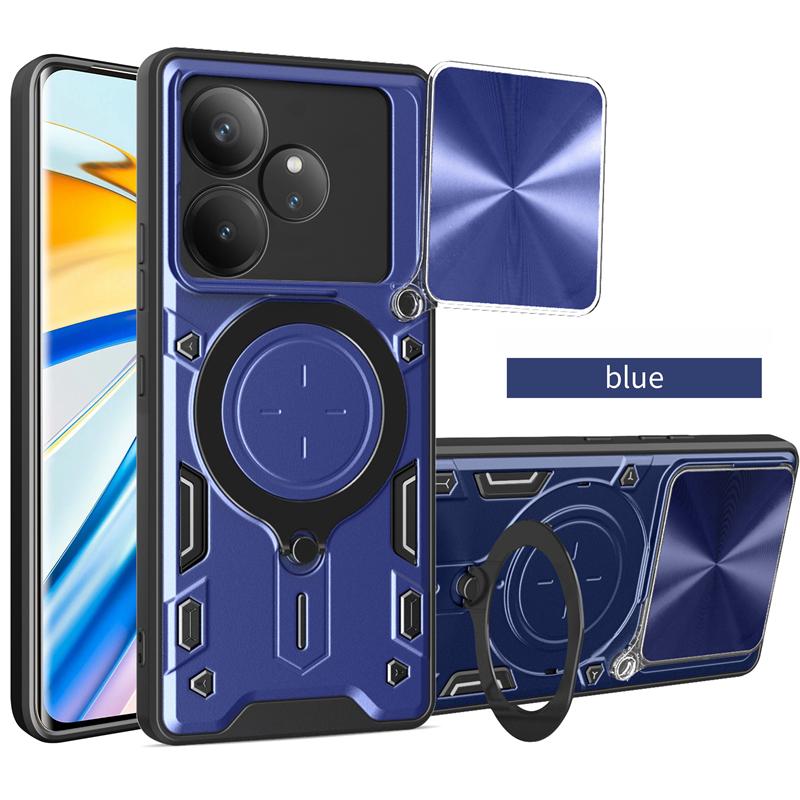 Para Realme GT6 GT 6T Neo 6 Neo6 SE Funda Protectora de Lente Deslizante para Teléfono Para Realme GT Neo6SE Armor Soporte Magnético Anillo Cubierta Trasera