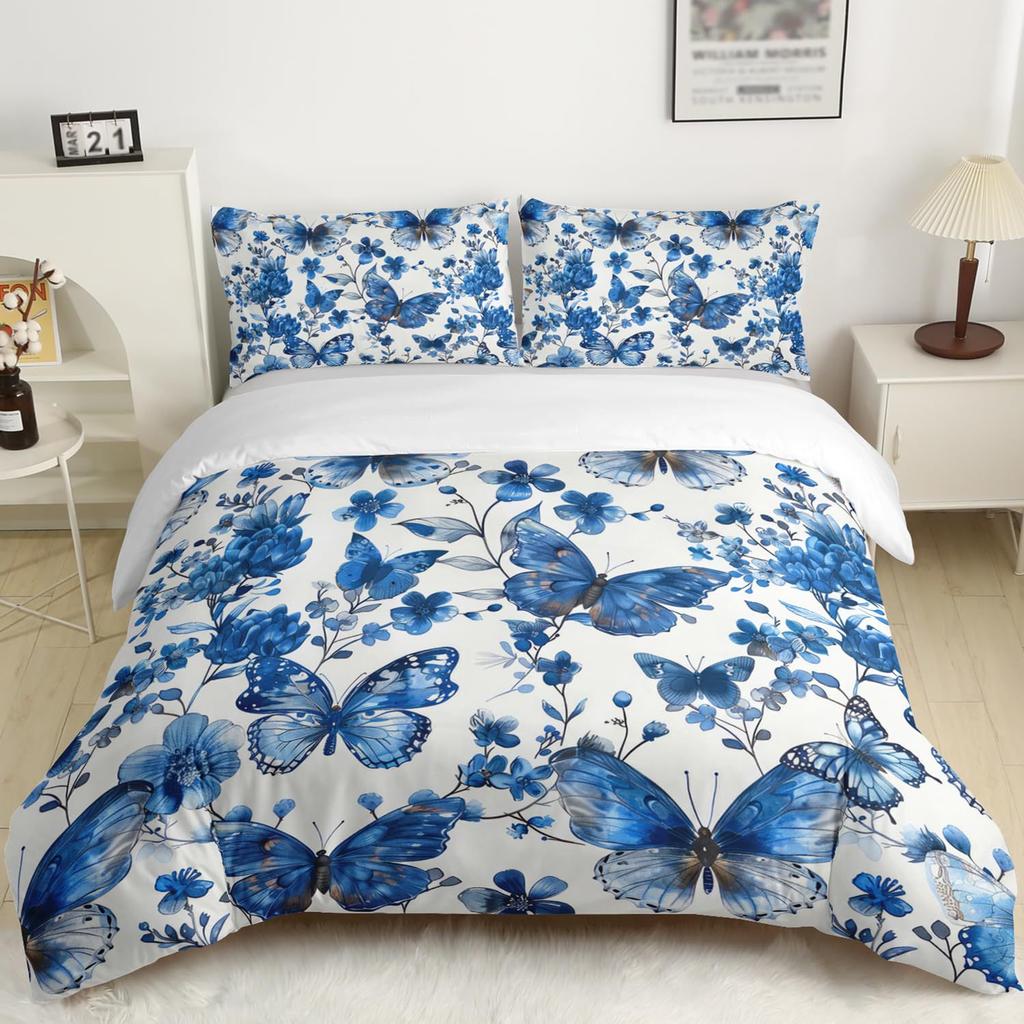 Purple Butterfly Three-Piece Digital Printing Kit 3D Duvet Set Bedding