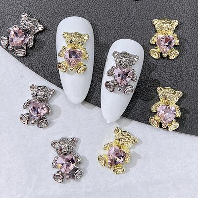10Pcs Cartoon Stereoscopic Bear Nail Painting Alloy Diy Decoration Accessory Nail Patches Nail Diamond