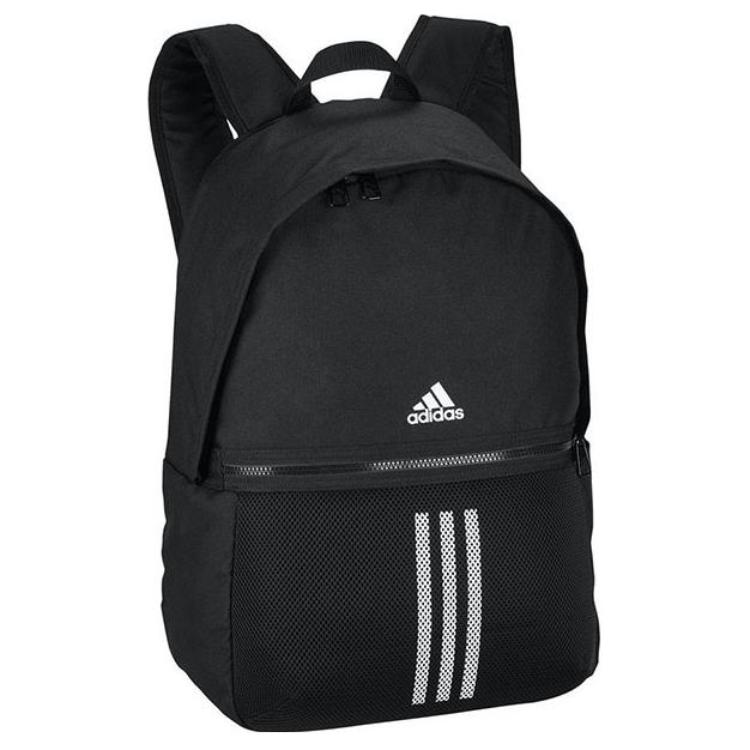 Adidas Sw Classic Bp 3S Logo Stripe Zipper Sports Backpack Unisex Backpack Black FS8331