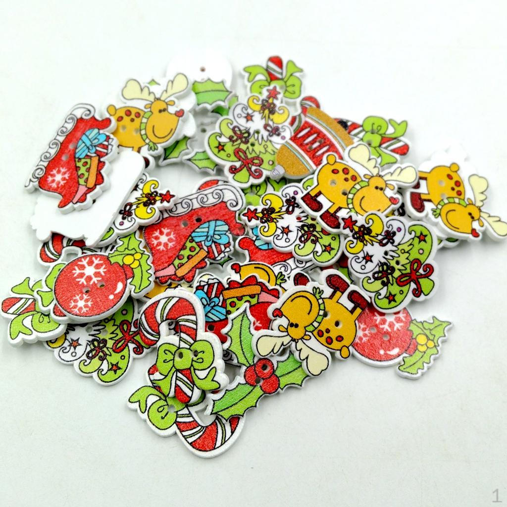 50 Pieces Mixed Christmas Bell Buttons Sewing Gift Decoration
