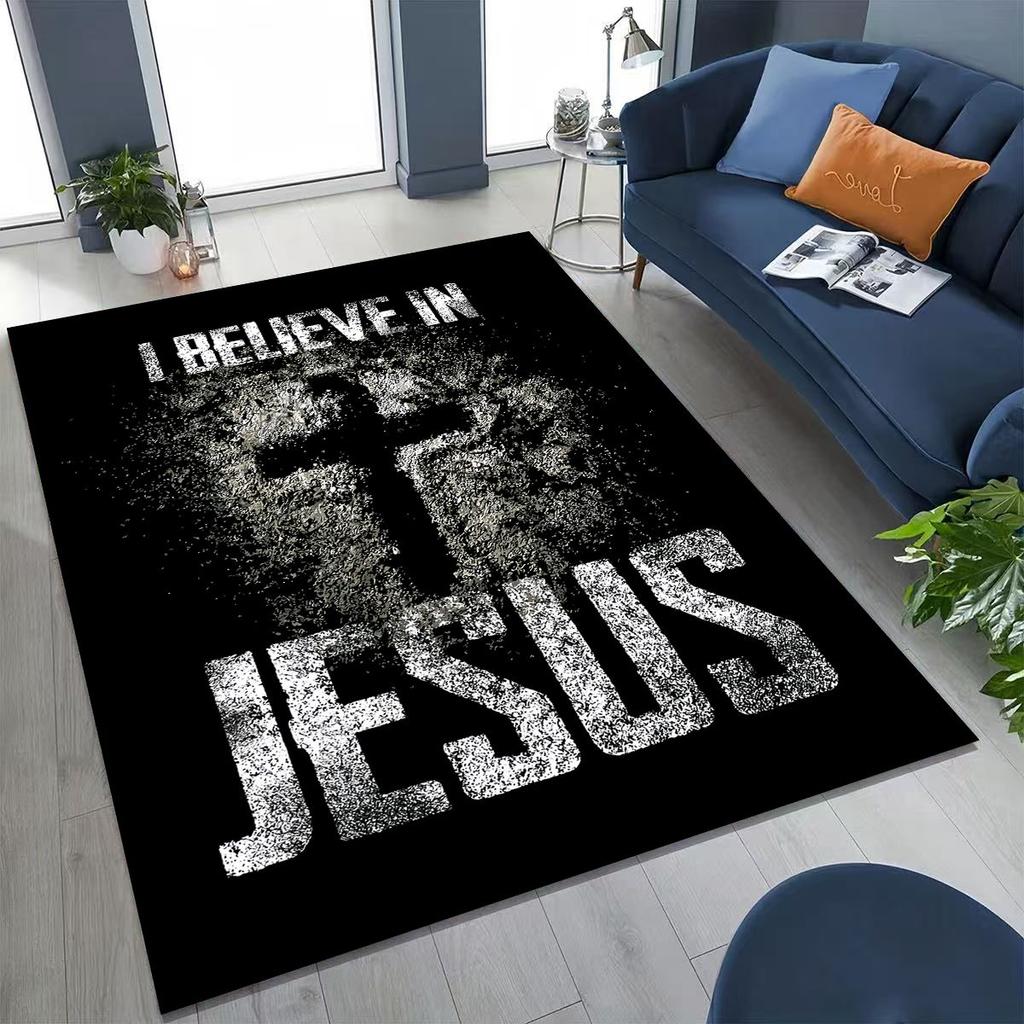 New Pray Jesus Rug for Bedroom Living Room Sofa Home Doormat Decor, Large Kids Play Non-slip Floor Mat