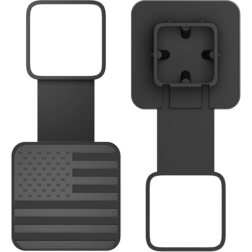 

New 2 Trailer Hitch Cover & American Flag Rubber Hitch Tube Cover Plug Cap Black