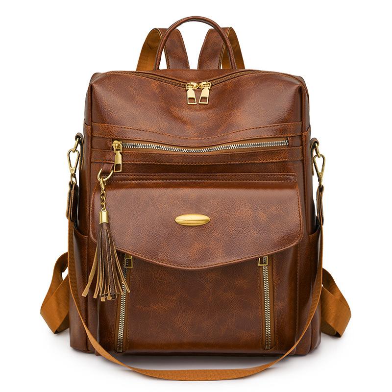 Large Capacity Simple Backpack Women's Cross-border New Niche Versatile Shoulder Bag Retro Casual Commuter Travel Backpack