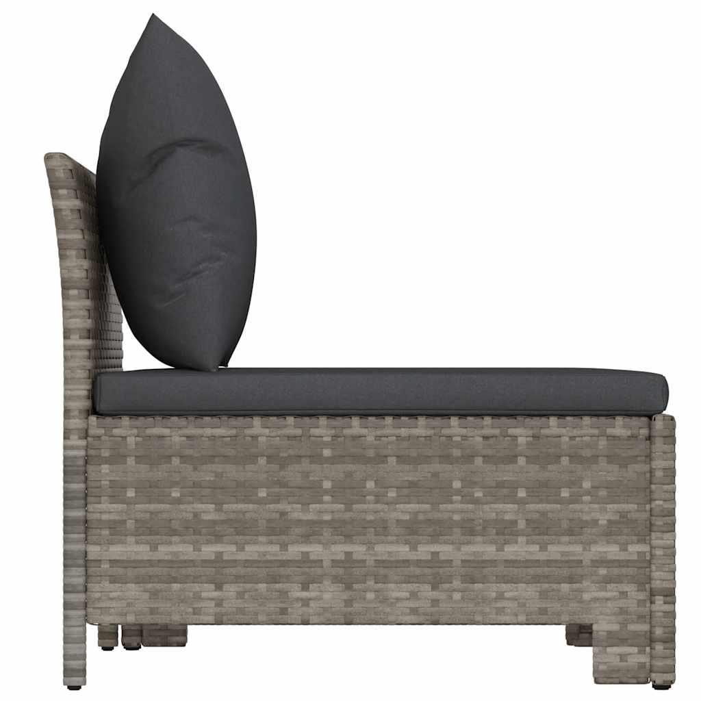 2 Piece Garden Lounge Set with Cushions Gray Poly Rattan