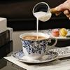 Ceramic Coffee Cup English style blue and white porcelain coffee cup with dish set Ceramic retro European afternoon tea mug