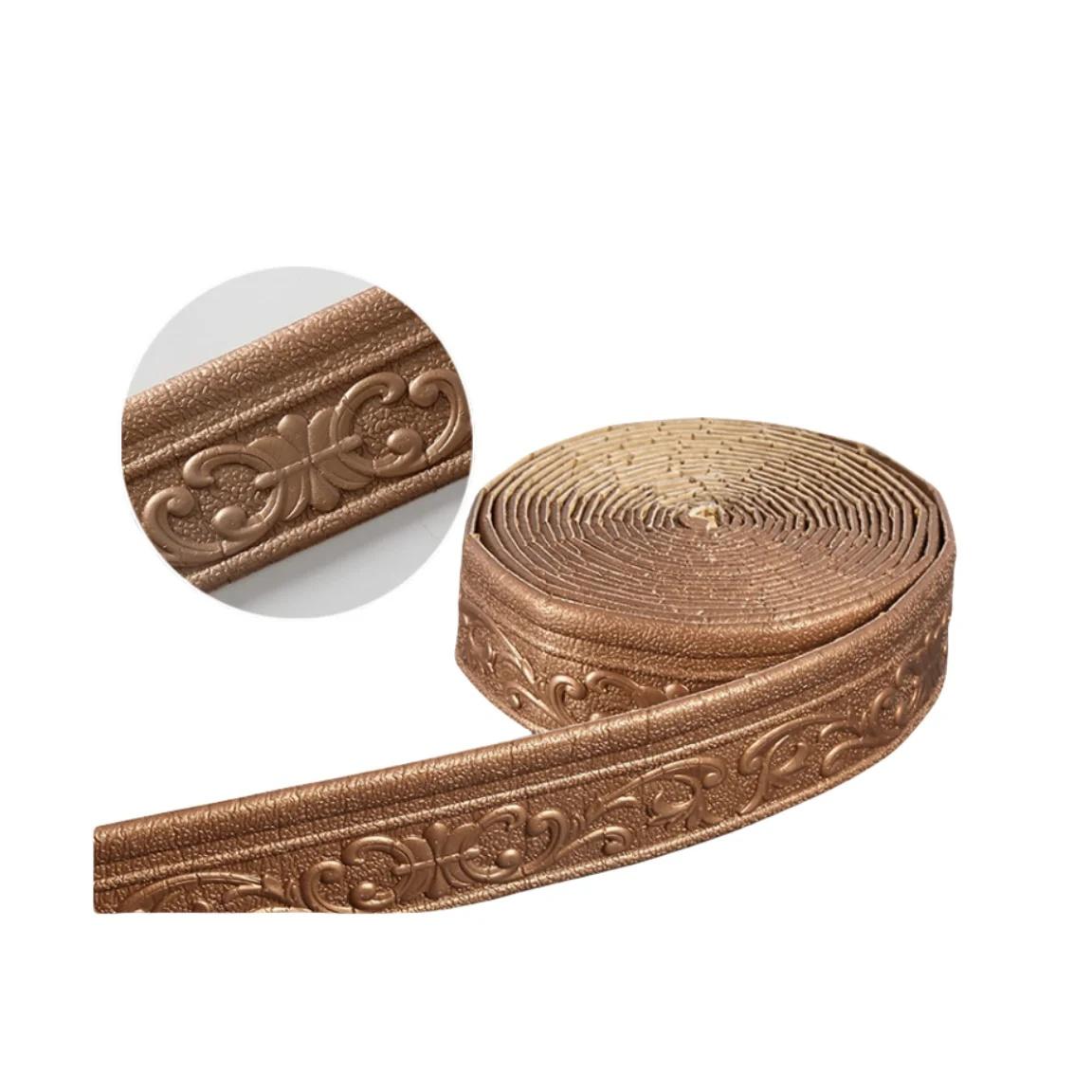 

3D наклейка на плінтус, лінія оздоблення стіни Самоклеюча вінілова наклейка на плінтус 230*5*0,4 см побутові водонепроникні шпалери для плінтуса 2.3mx8cm коричневий