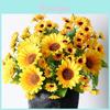 Sunflower Artificial Flowers For Home Decor And Photography Props With Silk Material