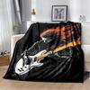 Colorful Graffiti Violin Print Flannel Blanket, Abstract Music Note Throw Blanket