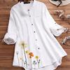 Women's Button Down Round Neck Shirt Classic Long Sleeved Fashion Shirt Floral Pattern Office Work Shirt Blouse